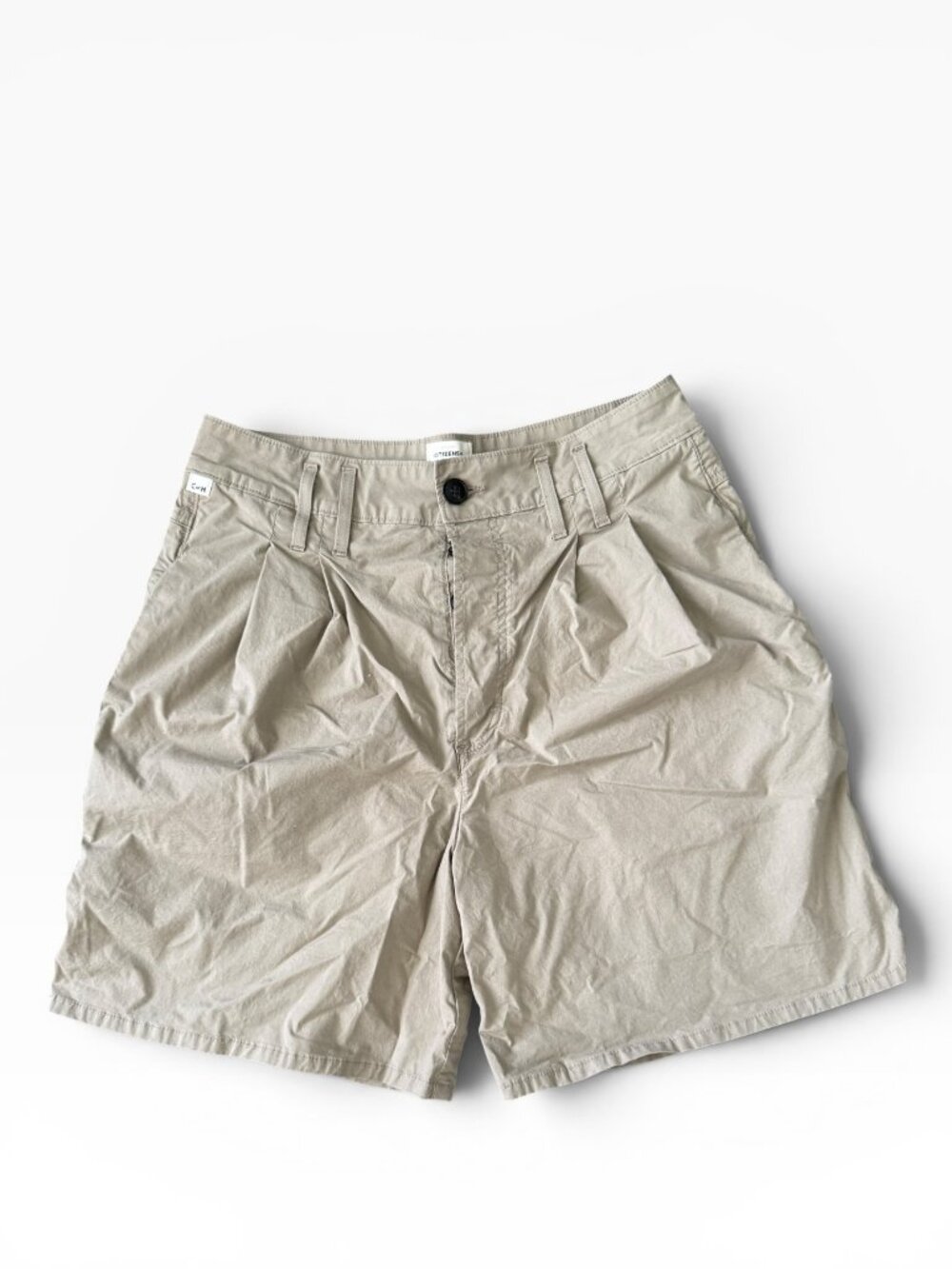 Citizens of Humanity Eugenie Bermuda Shorts Size 28 Khaki High Rise Pleated Stre